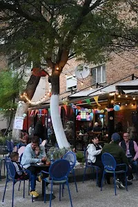 Courtyard seating at Streha Coffee & Community